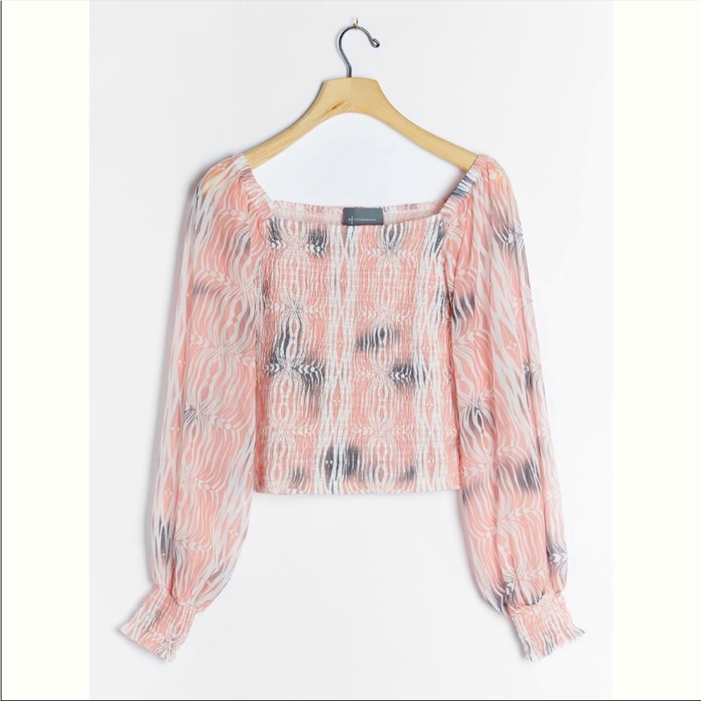 Anthropologie Ruched Blouse with cuffed wrist